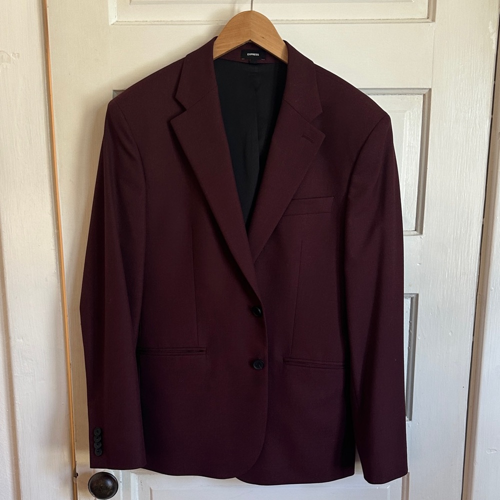 Express Men's Wine Blazer - Two-Button Sport Coat